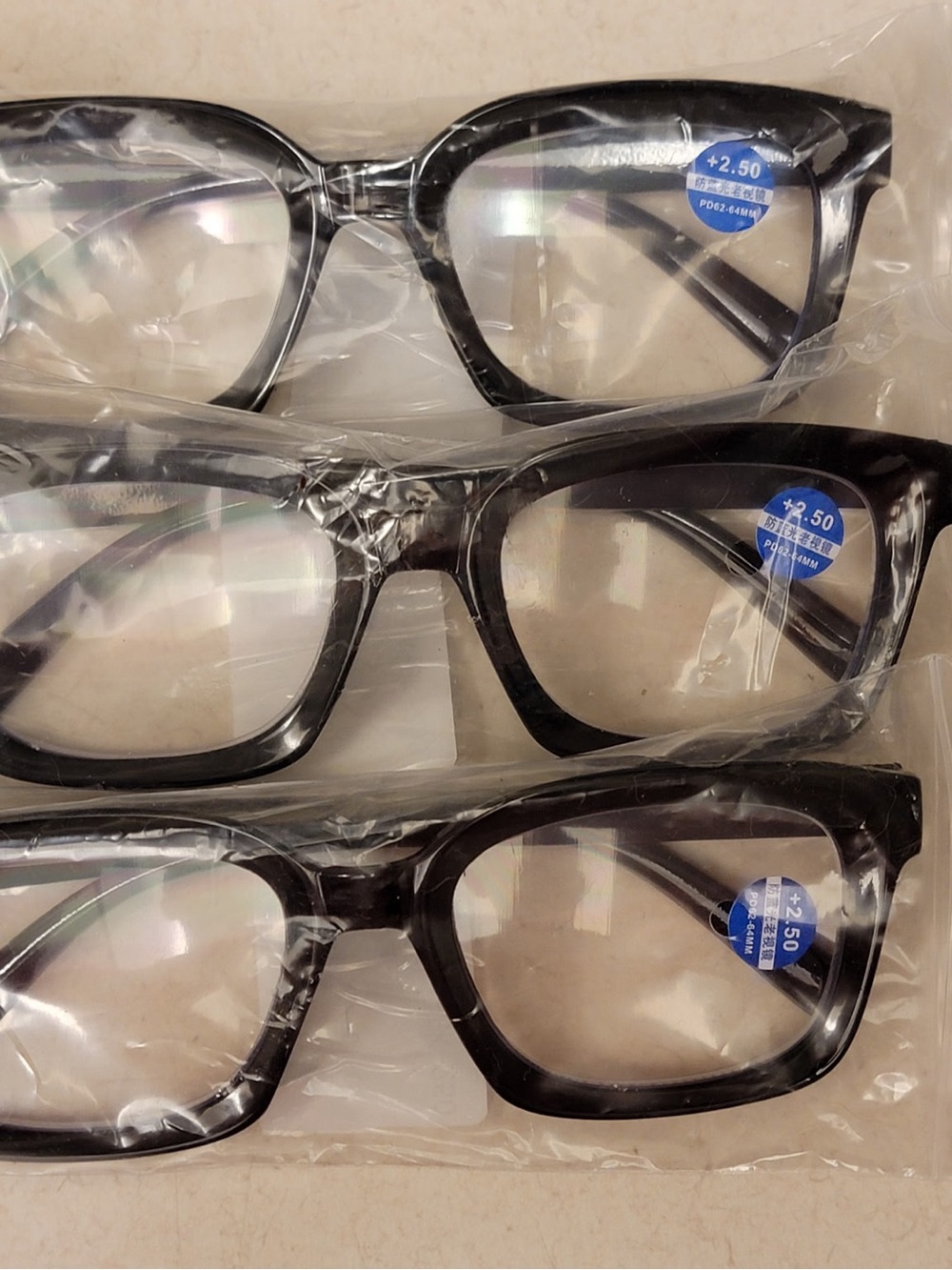 Set of 3 - Women’s Black Reading Glasses (+2.50) – Clear Lens Eye Protection